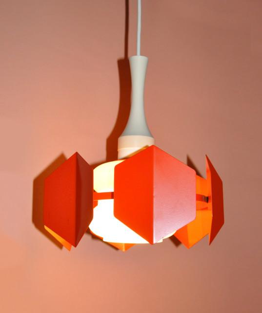 [Vtg] Red Metal Hanging Lamp from Germany,1970s