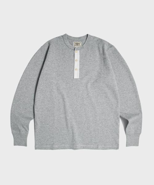 Vintage Long Sleeve Henley Shirt Grey