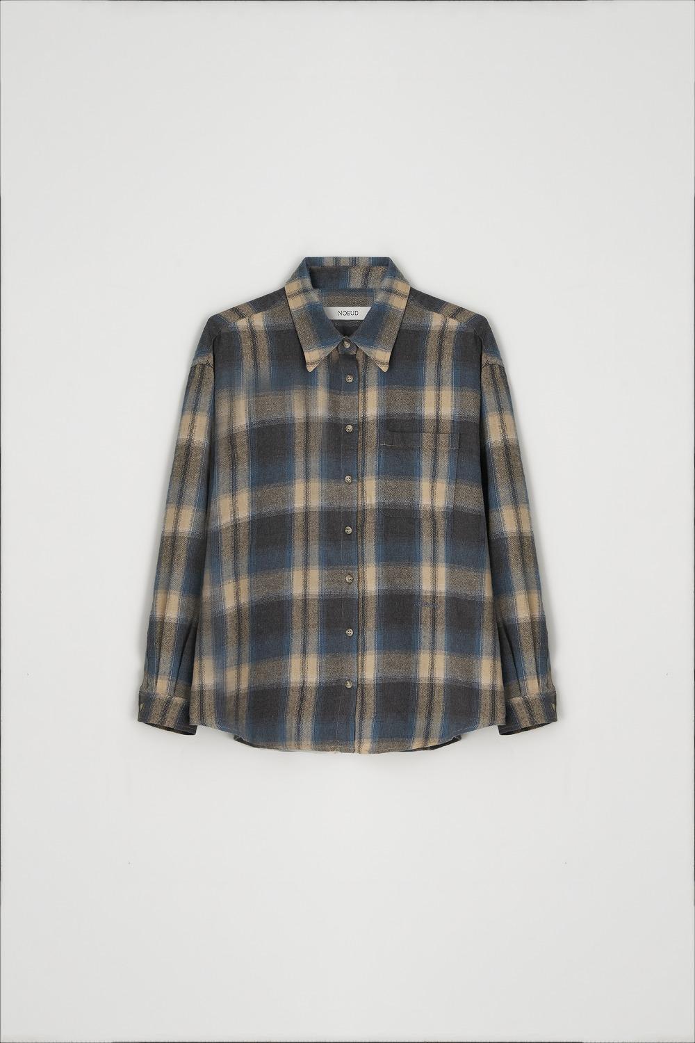 4th/Fallen overfit check shirt (Blue)