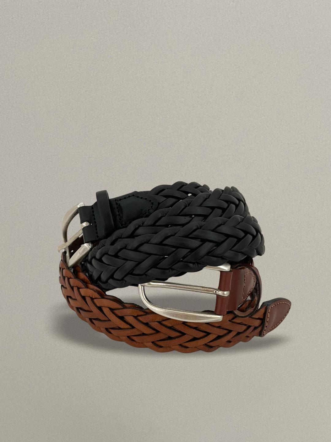 Braided leather belt