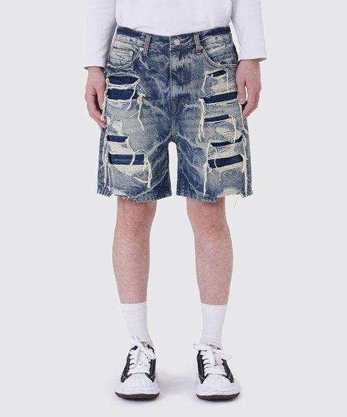 HEAVY REPAIR DENIM REGULAR SHORTS_MARSH BLUE
