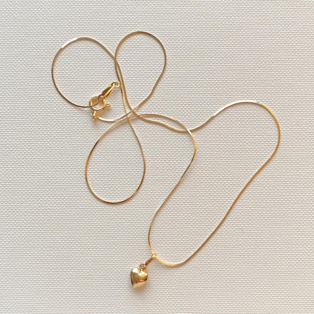 토프 디어 하트 네크리스 - 14k gold 볼륨 하트 펜던트 금목걸이