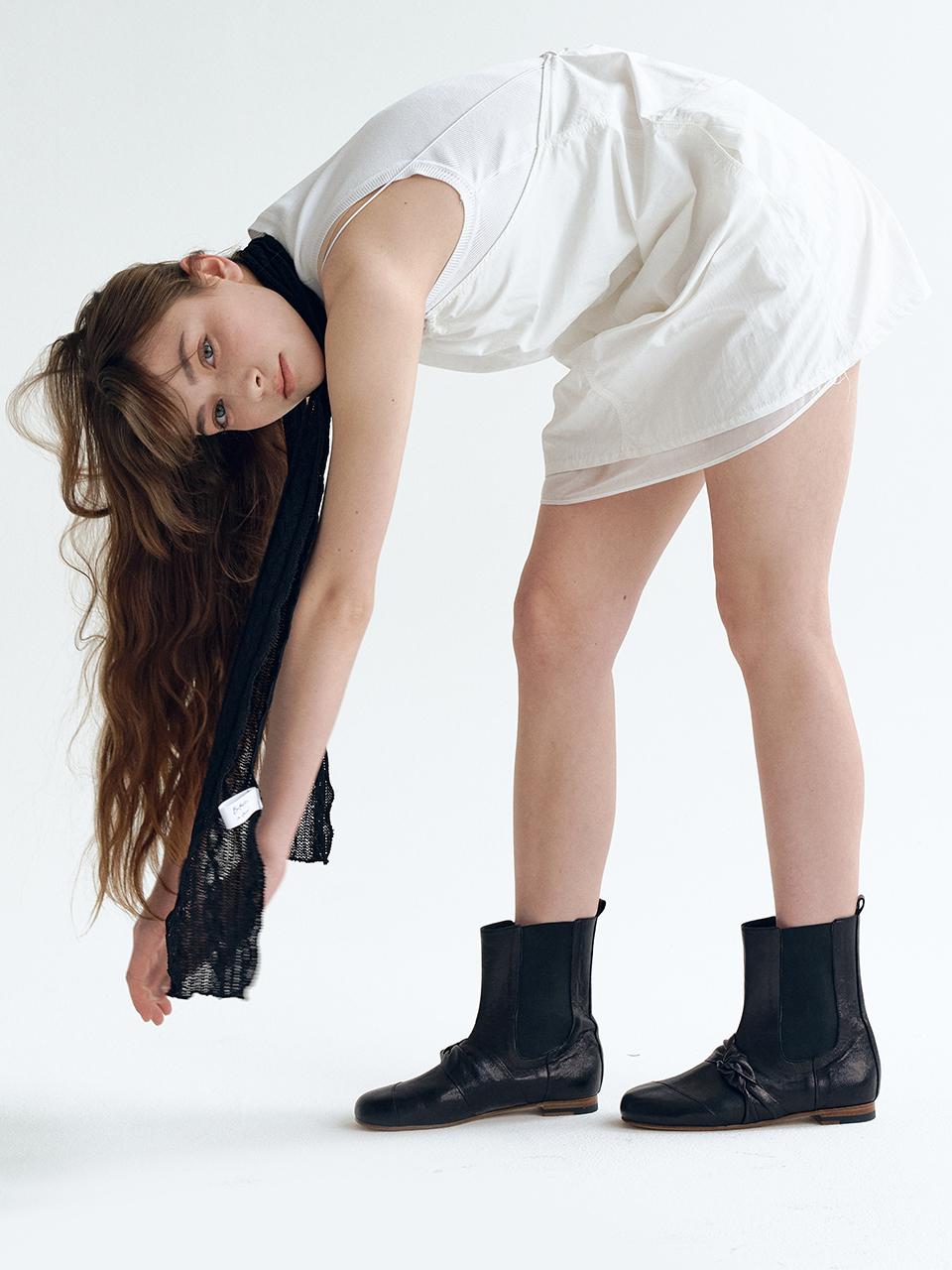 Ribbon tie Chelseaboots(4colors)