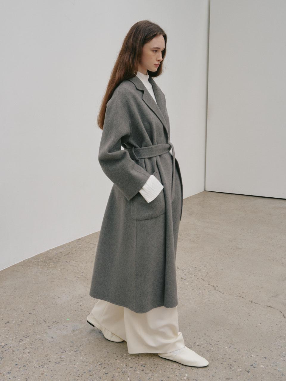 [Cashmere 30%] MAGOT Cashmere Blended Handmade Coat_Gray