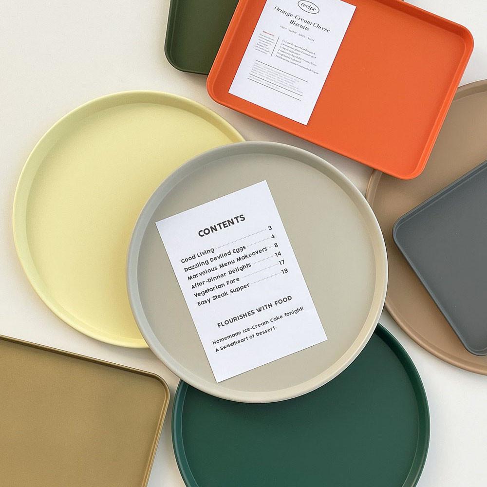 논슬립 컬러 무광 철제 메탈 카페 트레이 사각 원형 쟁반