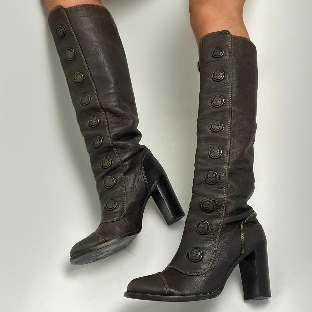 Dolce & Gabbana Military Button Heeled Boots...