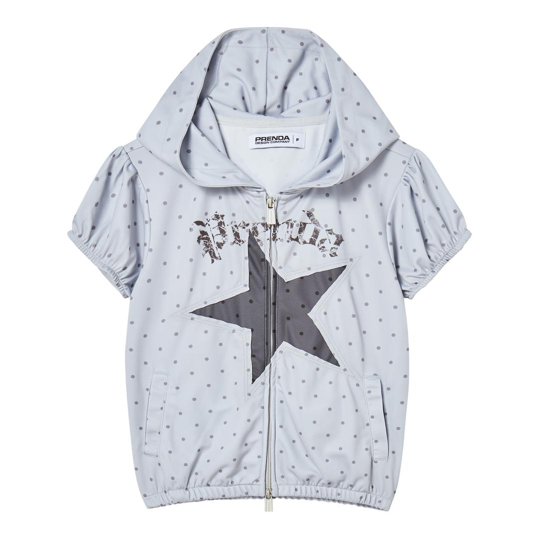 CAT SHORT SLEEVE HOODIE ZIP-UP GRAY