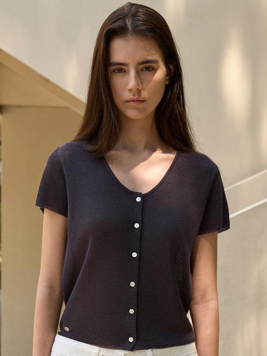 린넨 베이직 유넥 썸머 가디건 챠콜 L233