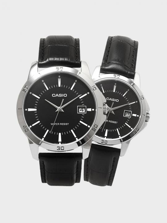 [CASIO] 텐피엠 카시오 커플가죽시계 V004 블랙블랙