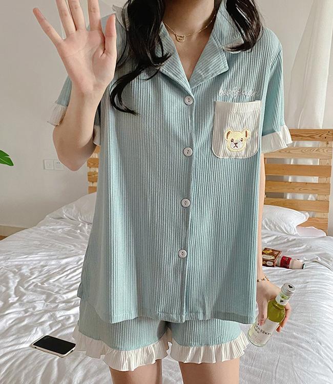 곰돌이 프릴 여름 파자마 잠옷