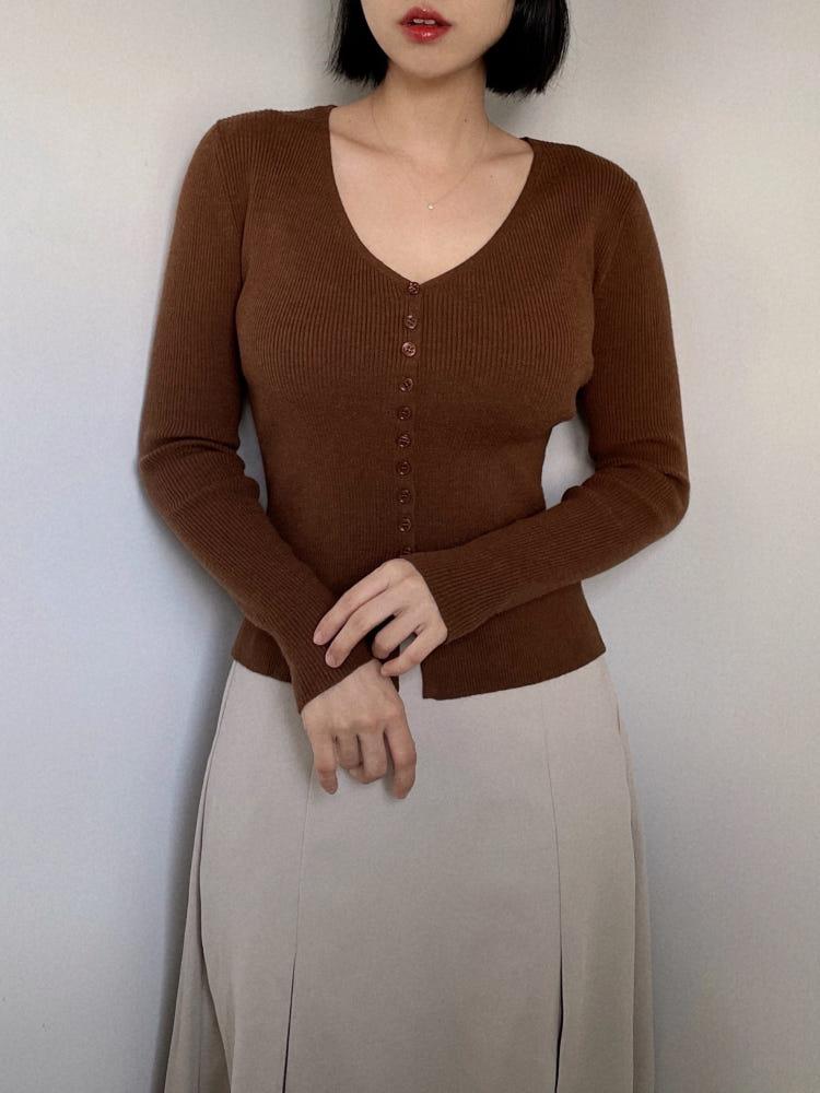 [MADE/누적판매2000장 돌파] 루체 버튼 가디건 슬림핏 골지티