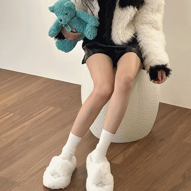 [겨울꿀템] 폴미 통굽 퍼 슬라이드 털슬리퍼