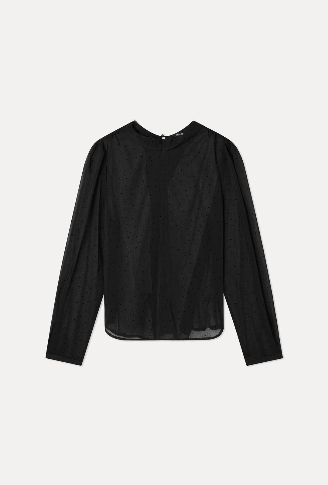 시스루 도트 타이 블라우스_MIWBLG111G
