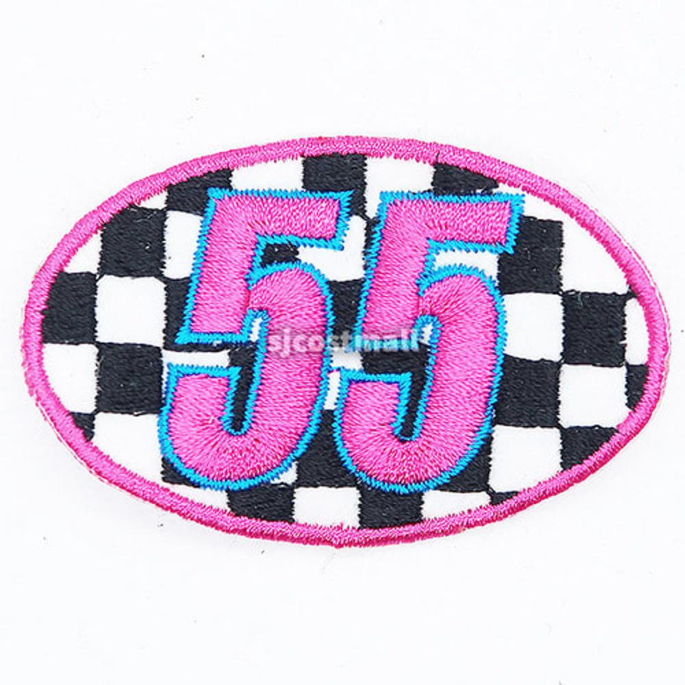 핑크 55 레이싱 와펜 자수 패치