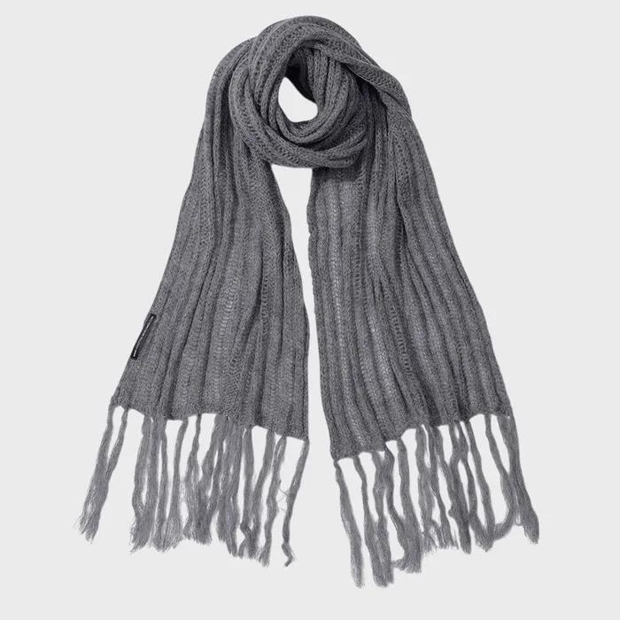 Fluffy Fringe Scarf Melange Gray