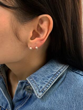 Tiny Pearl Simple Earrings -Silver