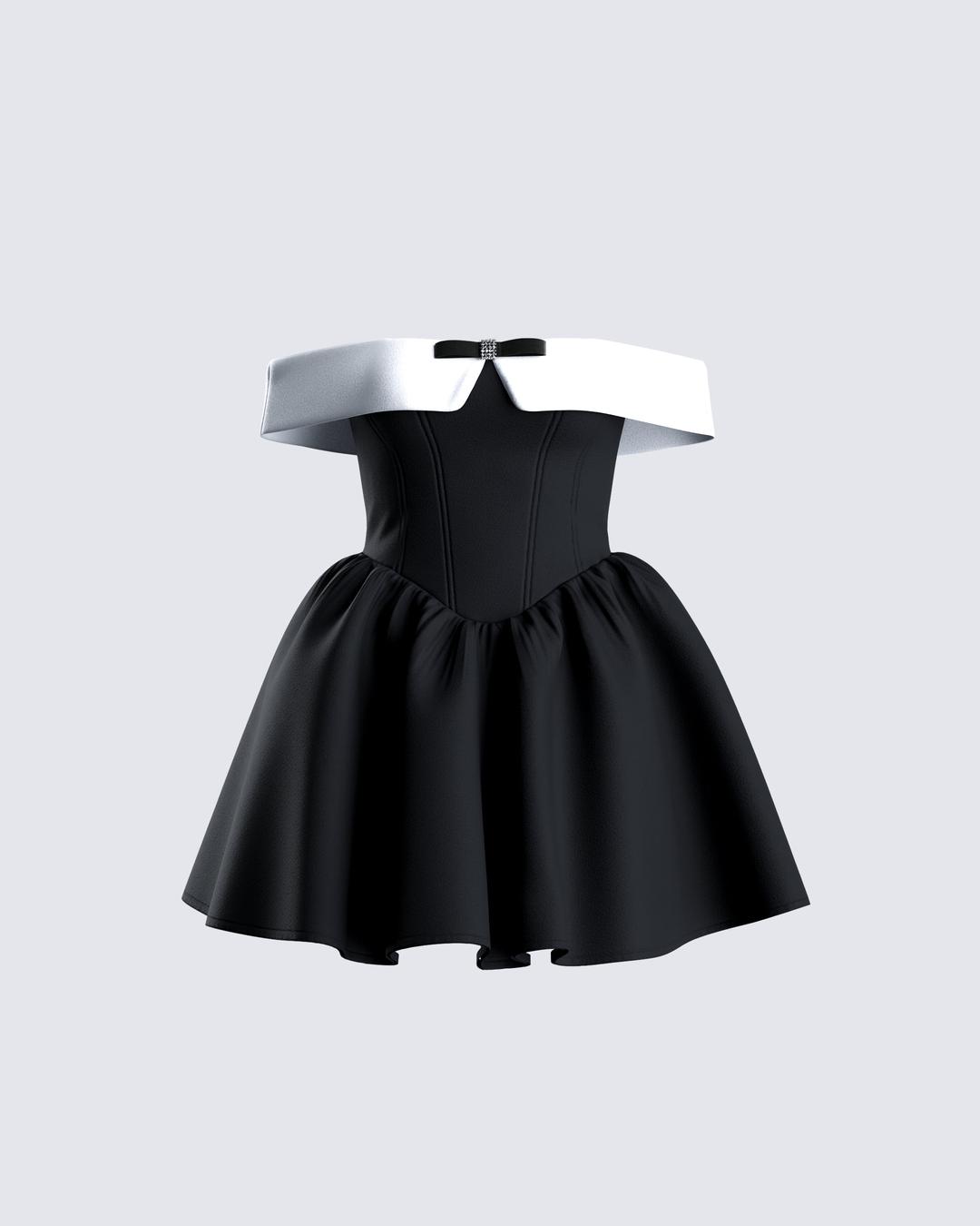 Vale Black Off Shoulder Mini Dress - XS