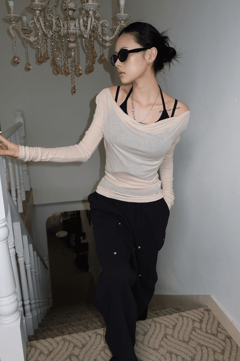 [MD PICK] 발레 시스루 셔링 탑