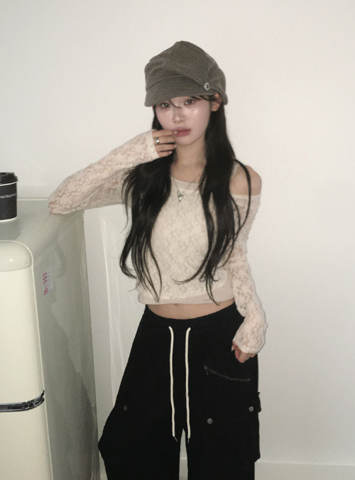 미니포에 [얼리스프링💗] 미뇽 레이스 레이어드 탑 (2color)