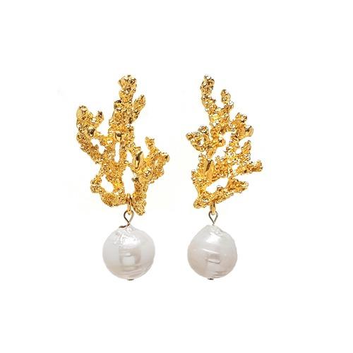 Antique Gold Tone Baroque Pearl Drop