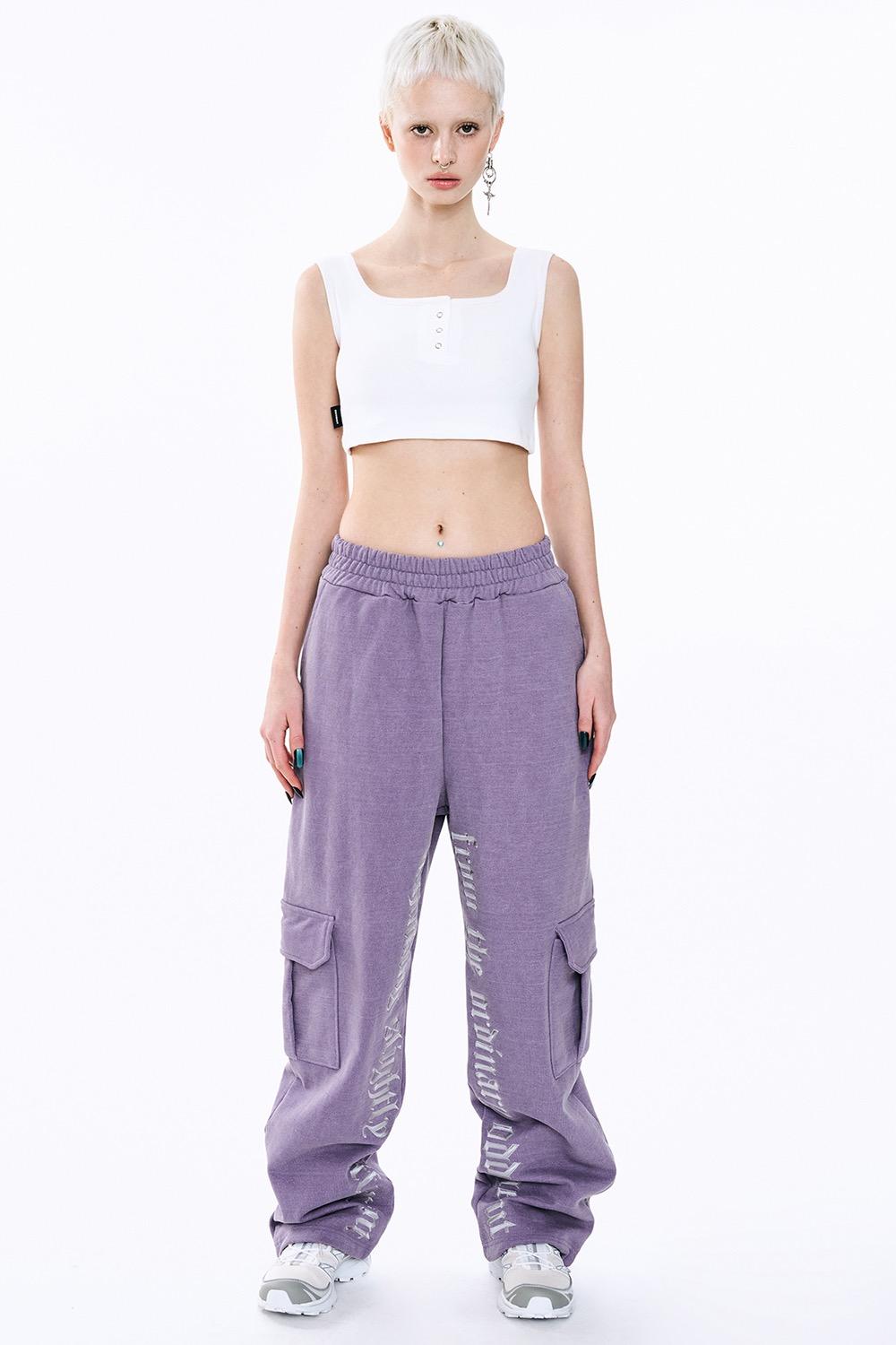 Lettering cargo sweatpants_Purple