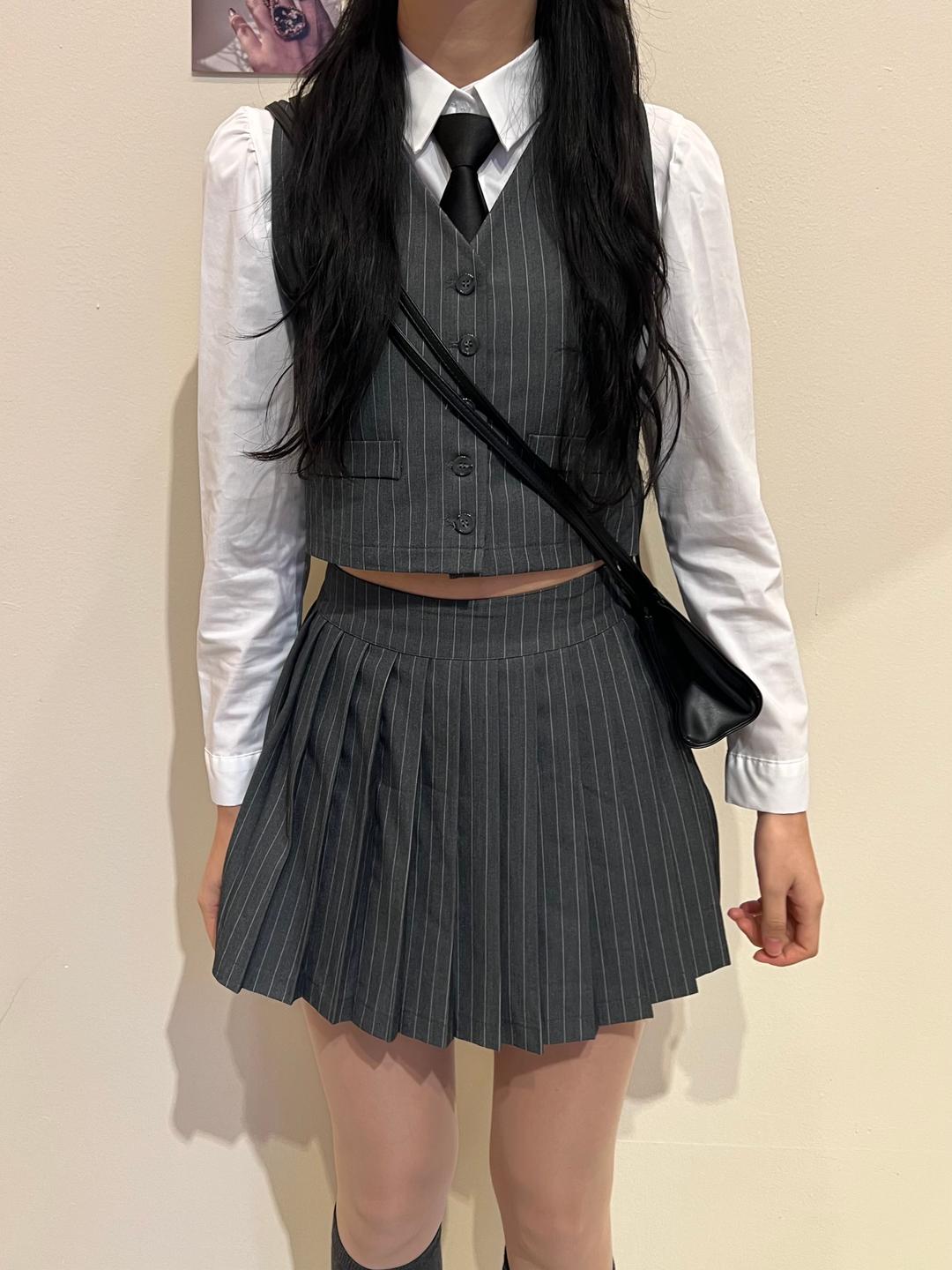 stripe pleats sk (2 color)