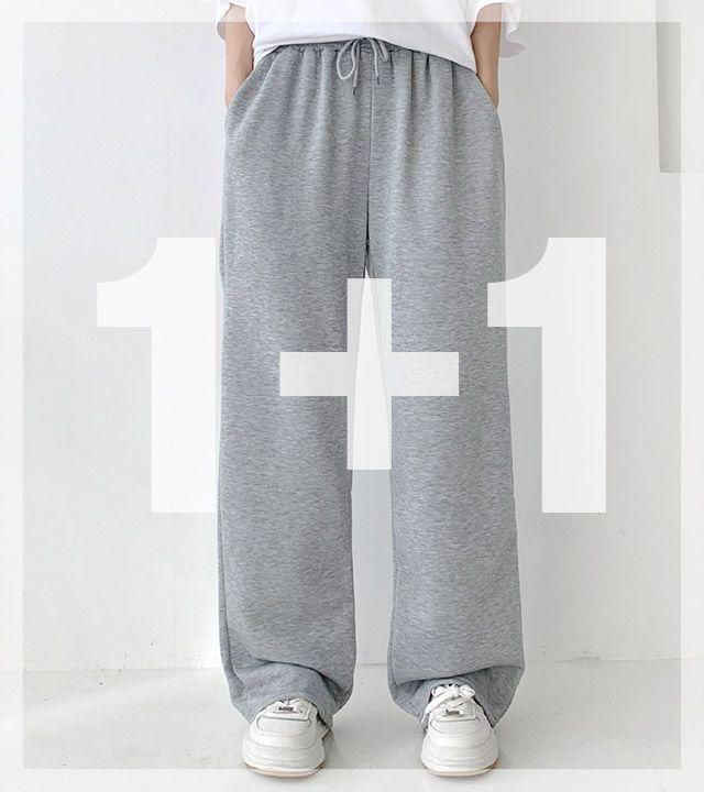 [당일발송][1+1] 따뜻기모/숏&롱 기모 롱숏 와이드팬츠 겨울 트레이닝바지 데일리 남녀공용 오버핏 빅사이즈