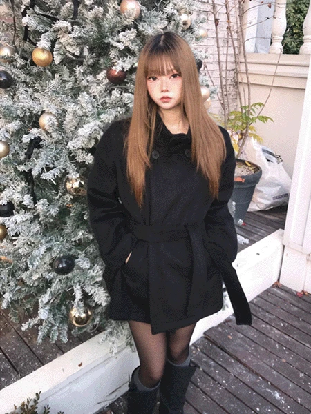 [누빔안감] HIGH NECK BELTED HALF COAT (3color)