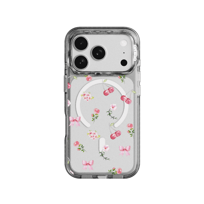 MAGSAFE LAYERS FRAME CASE CLEAR BLACK - SCATTER FLOWER
