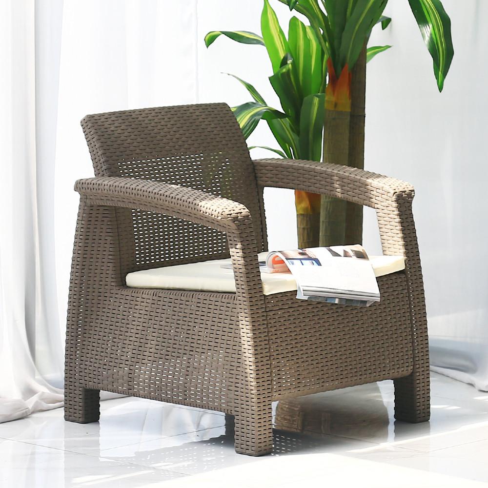라트 피렌체 야외용 플라스틱 라탄 1인 카페 테라스 쇼파 의자