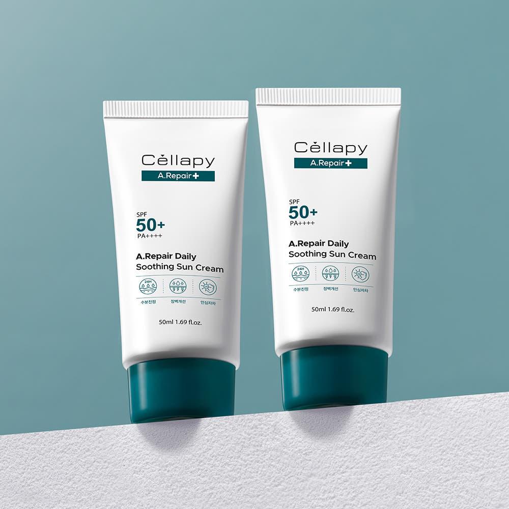[셀라피] 에이리페어 데일리 수딩 선크림 50ml 2개 (SPF 50+/PA++++) 저자극 백탁제로 무기자차