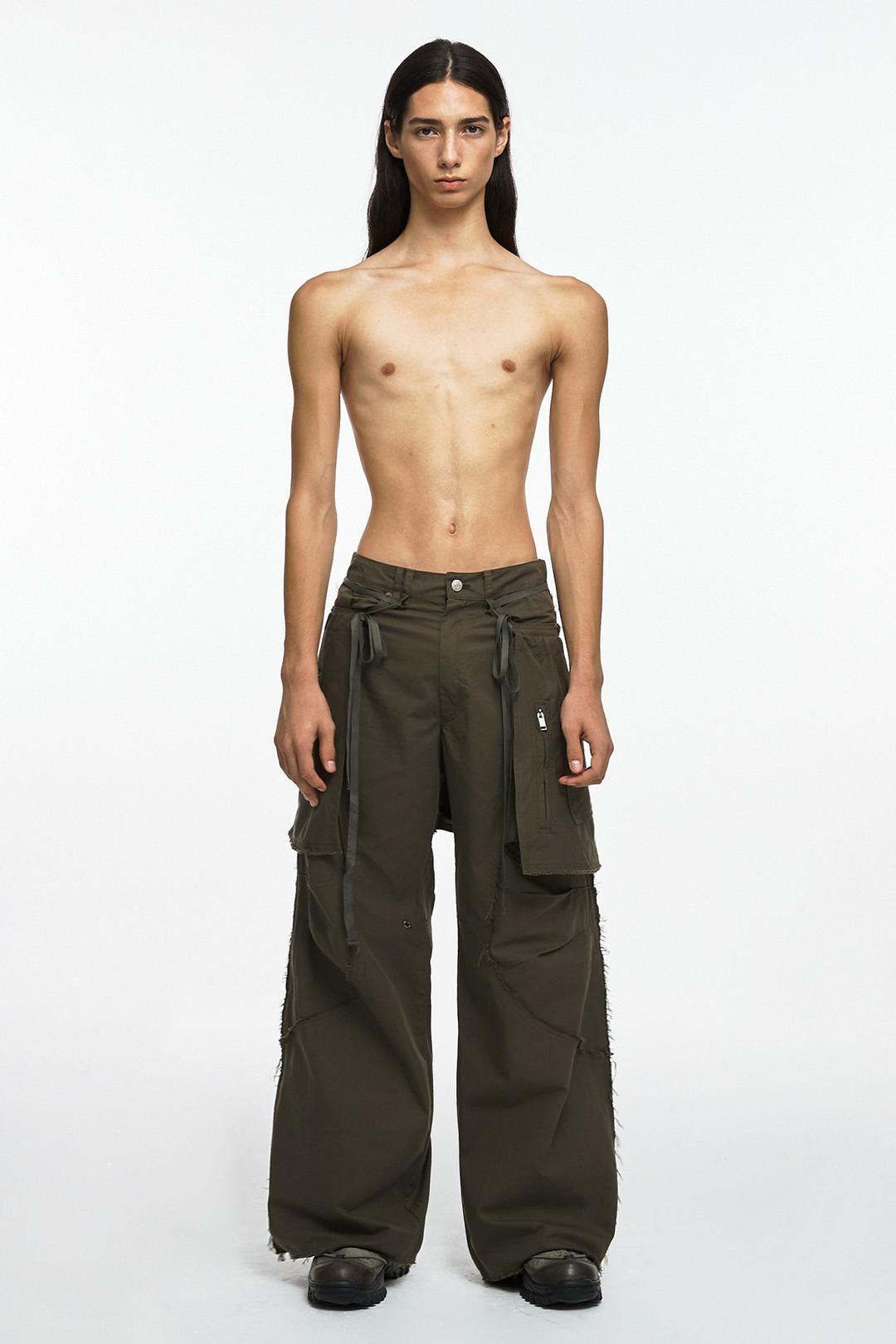 2-PIECE POCKET SKIRT PANTS (UNISEX) KHAKI