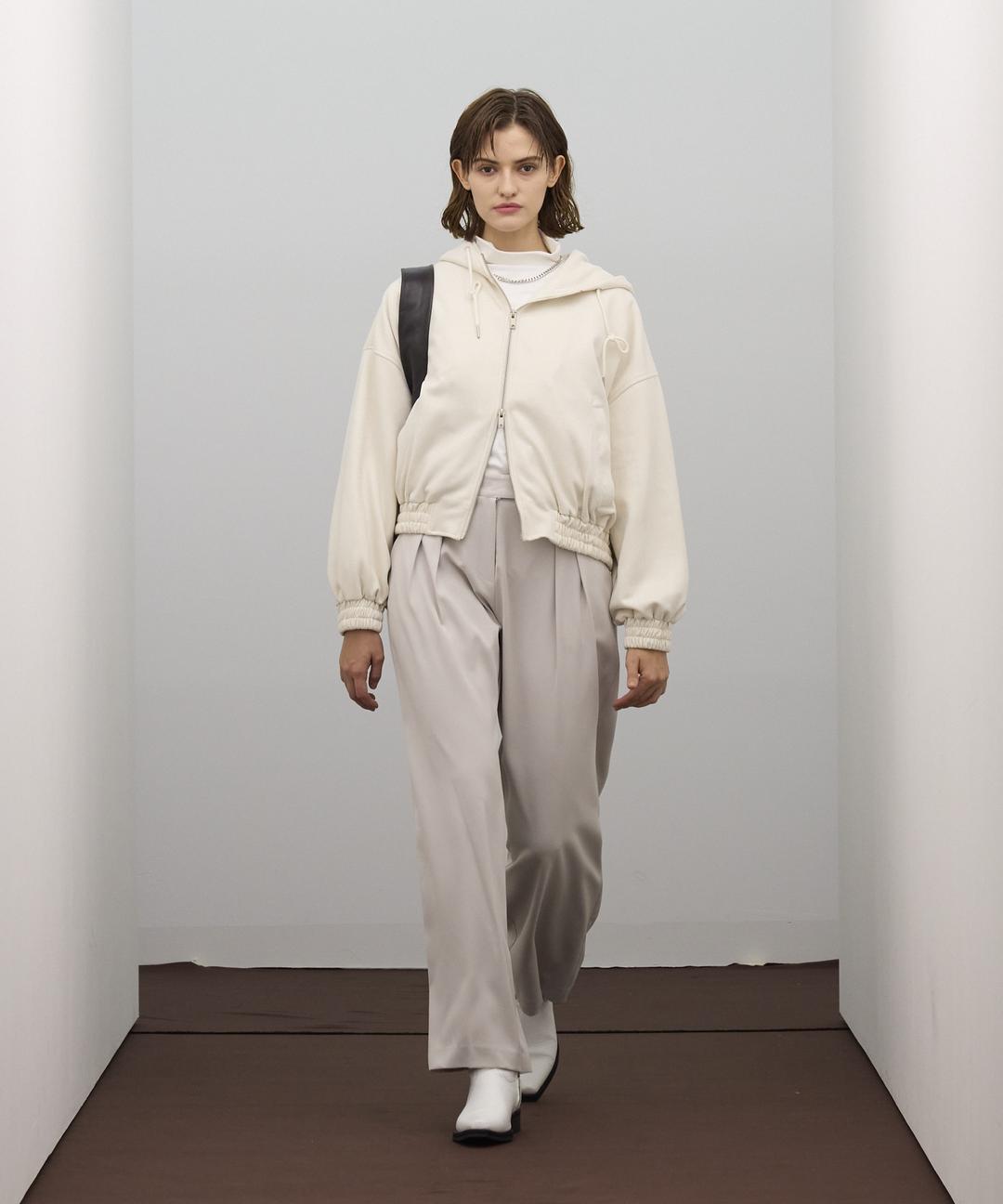 85-VIVA005  [Vegan Suede] Hooded String Suede Jacket Ivory