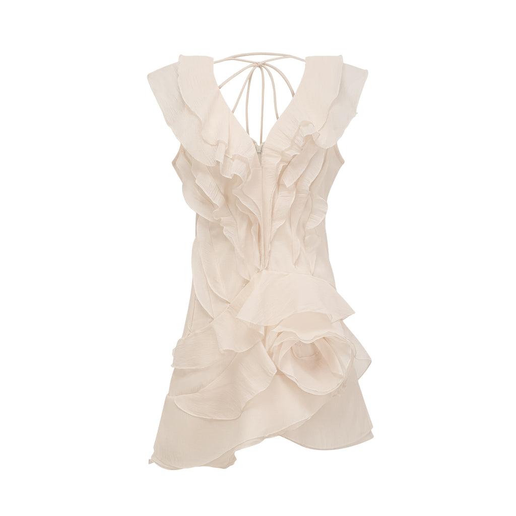 Hélène faux-flower layered ruffled mini dress