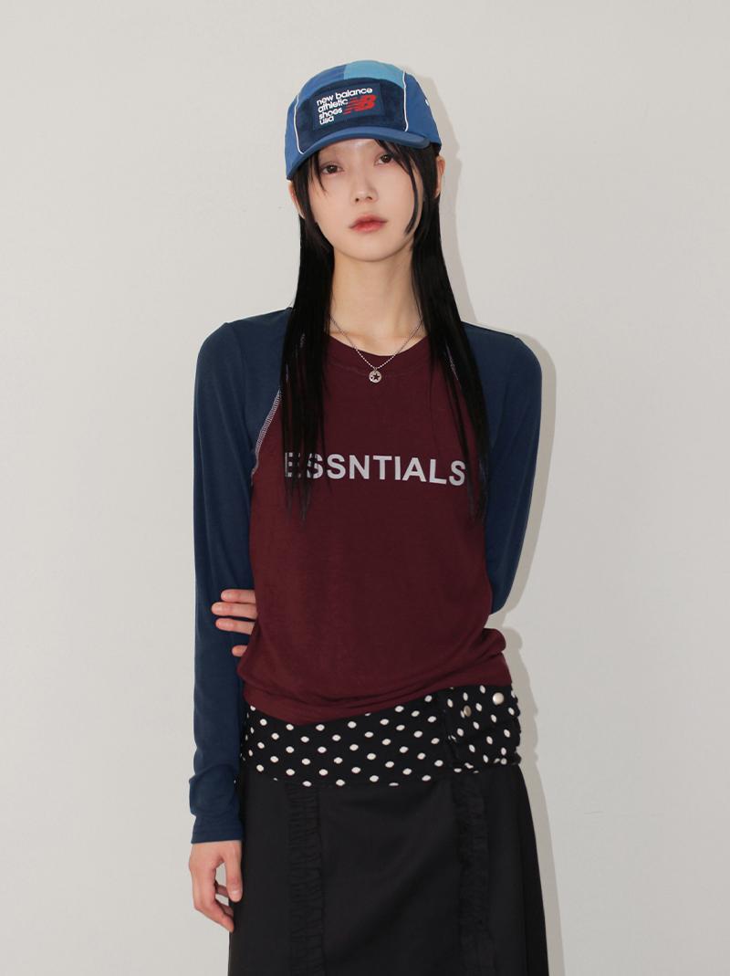 아케 ESSNTIALS RAGLAN T (red / gray)