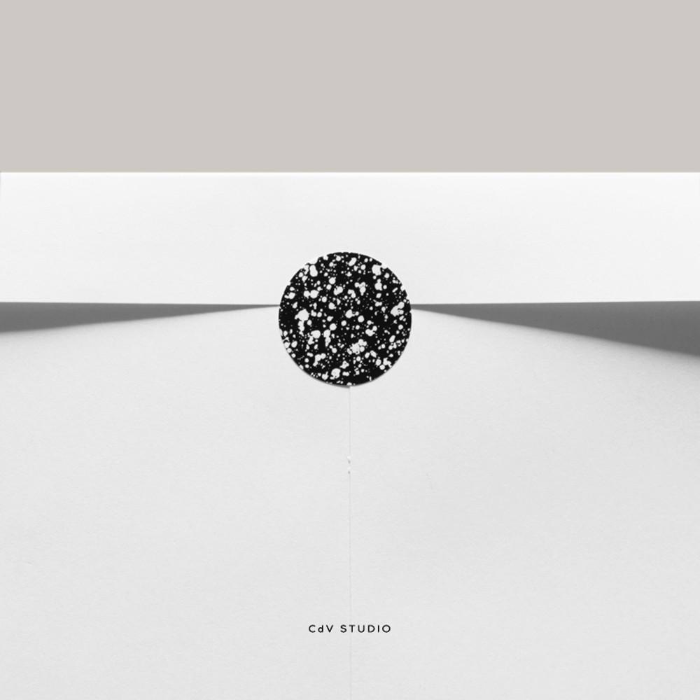 블랙 베이지 잉크 패키지 포장 감성 땡큐 원형 스티커 (20매)