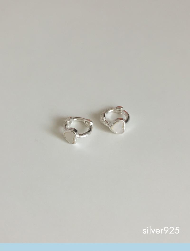 tiny shell heart earring (silver925)