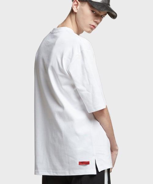 [UNISEX] 45수 특양면 옆트임 오버핏 반팔티 (화이트)