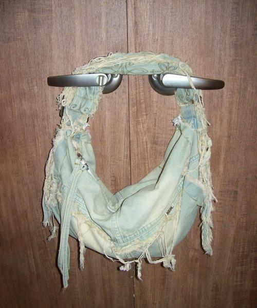 Destroyed Denim Duffel Bag Vintage Ice