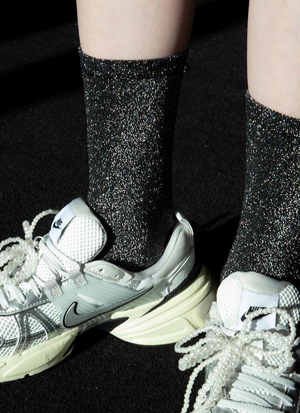 pit a pat gillter socks - BLACK