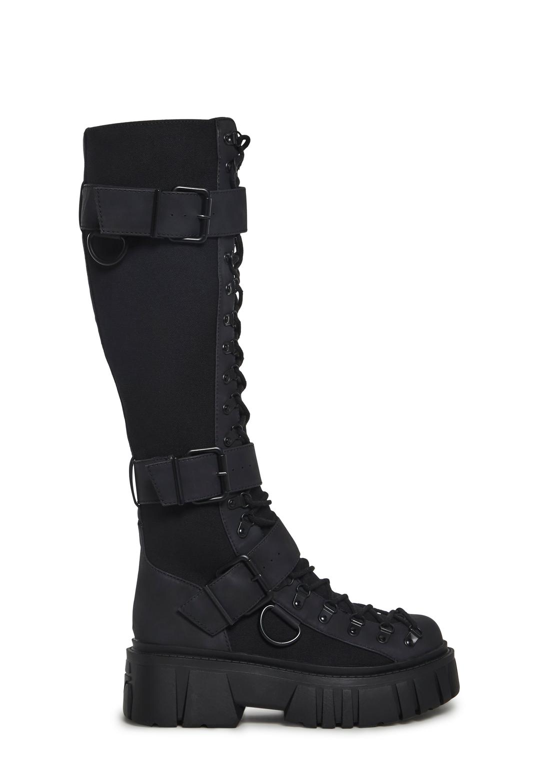 Low Traitor Knee High Boots - Black - BLACK / US 5