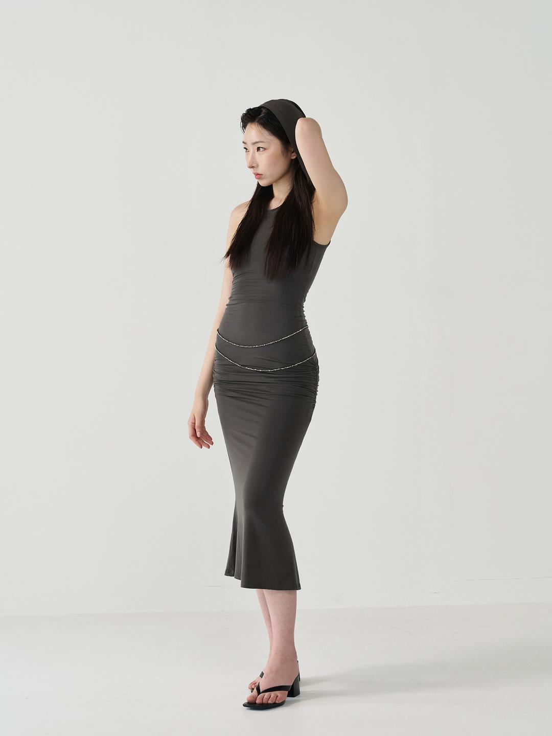 HOOD MAXI DRESS CHARCOAL