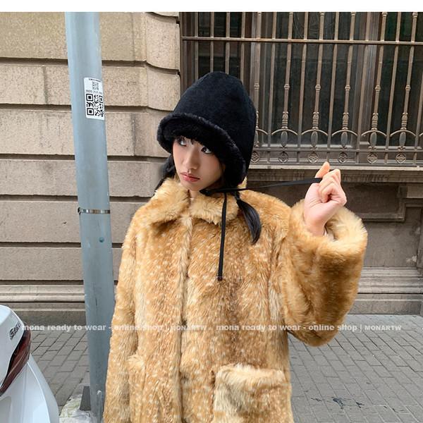 MONARTW Retro deer dot eco-friendly fur coat