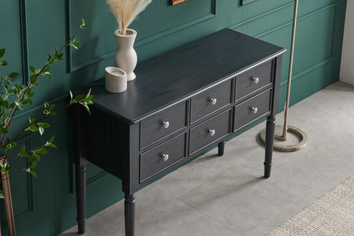 아데나 엔틱 원형다리 6단 콘솔, 워시네이비