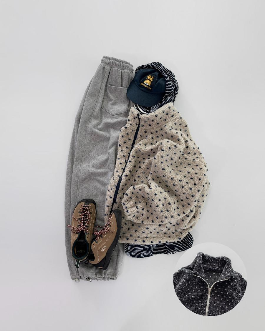 하트 닷 싱글 플리스 집업