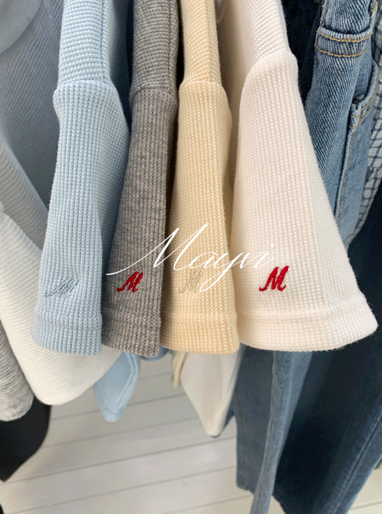 언더비 [미리여름7%💙/Mayvi/두장이상할인/여름] Pipi 와플 반팔 티셔츠 (5 color)