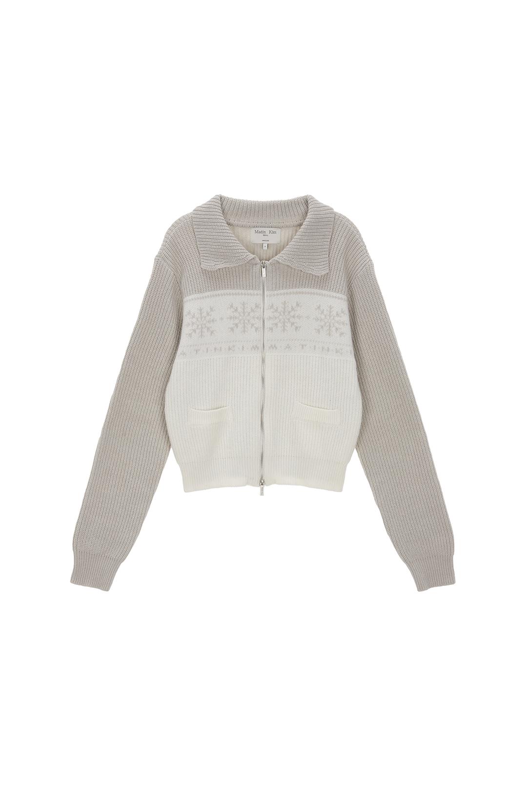 MATIN SNOWFLAKE KNIT ZIP UP IN GREY
