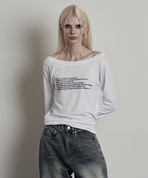 OFF SHOULDER LETTERING LONG SLEEVE WHITE