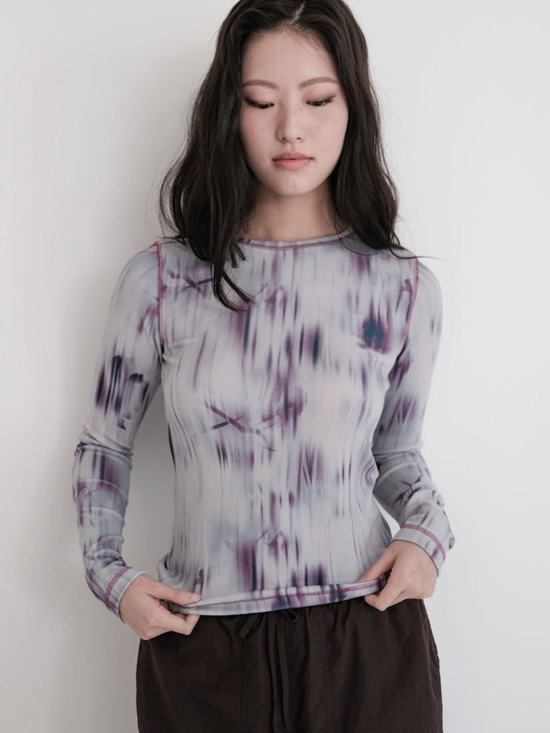 Rising flower long sleeve t-shirt - Mauve