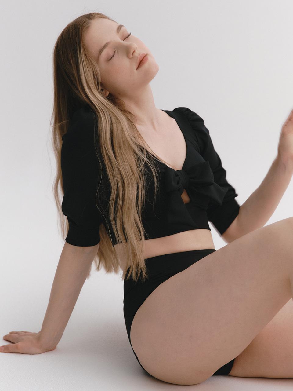 [SET] 리본 벌룬 비키니 세트 블랙